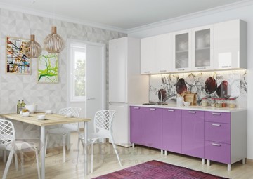 Кухня прямая Модерн, белый глянец/фиолетовый металлик в Магнитогорске