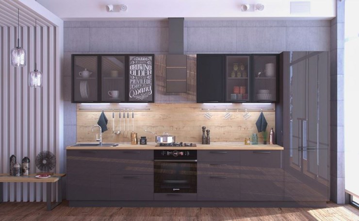 Модульный кухонный гарнитур Герда Антрацит, набор 1 в Челябинске - изображение