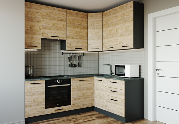 Кухонный угловой гарнитур Крафт-2200х1600 в Миассе - изображение