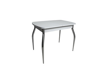 Кухонный стол раскладной ПГ-02СТ белое/белое/хром фигурные в Миассе