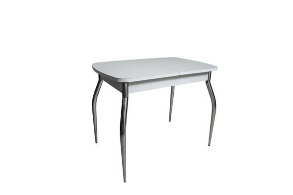 Кухонный стол раскладной ПГ-02СТ белое/белое/хром фигурные в Златоусте - изображение