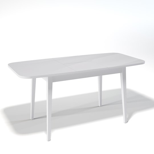 Кухонный раскладной стол Kenner 1200M (Крем/Стекло белое сатин) в Миассе - изображение 1