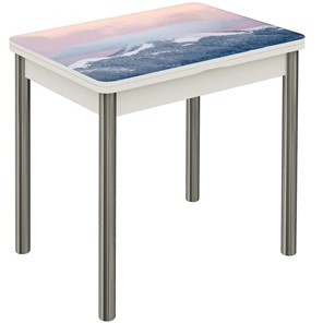 Обеденный раздвижной стол Бари хром №6 (Exclusive h181/белый) в Миассе - предосмотр
