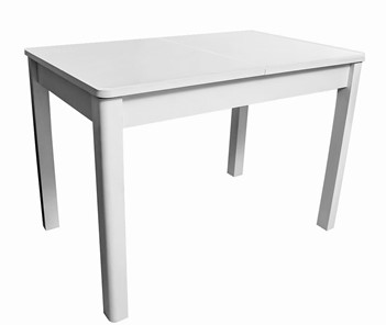 Обеденный раздвижной стол Айсберг-07 СТ1, белое ЛДСП/стекло белое/прямые массив белый в Челябинске - предосмотр