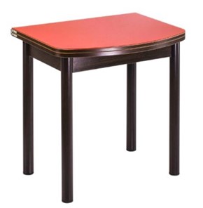 Раздвижной стол СПГ-01 СТ1, венге ЛДСП/стекло оранжевое/38 прямые трубки крашеные коричневый в Миассе