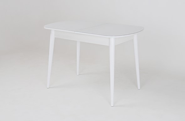 Кухонный раскладной стол Хоста, опоры массив цилиндрический, Белый в Миассе - изображение