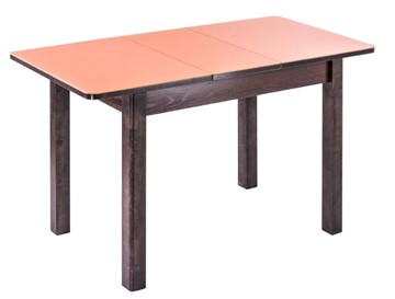 Кухонный стол раздвижной Айсберг-07 СТ1, венге ЛДСП/стекло оранжевое/42 прямые массив венге в Златоусте