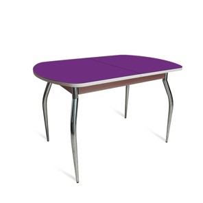 Кухонный стол раздвижной ПГ-02 СТ2, дуб молочный/фиолетовое стекло/35 хром гнутые металл в Магнитогорске
