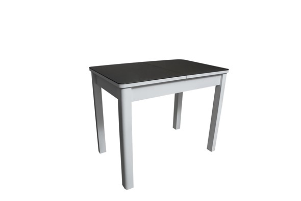 Кухонный раздвижной стол Айсберг-2СТ белое/черное/прямые массив в Златоусте - изображение