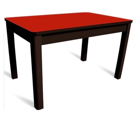 Кухонный стол раздвижной Айсберг-07 СТ2, венге ЛДСП/стекло алое/42 прямые массив венге в Копейске - изображение