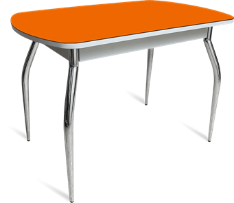 Обеденный раздвижной стол ПГ мини СТ1 белое/оранжевое/35 хром фигурные гнутые в Челябинске