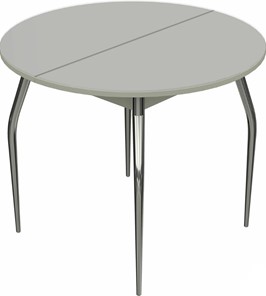 Обеденный круглый стол Ривьера исп. круг хром №5 (стекло белое/белый) в Миассе
