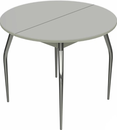 Кухонный стол раскладной Ривьера исп. круг хром №5 (стекло белое/белый) в Миассе - изображение