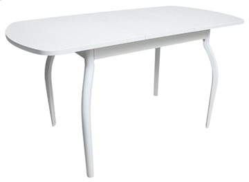 Кухонный раскладной стол ПГ-01 ЛДСП, белый ЛДСП/32 гнутые крашеные металл белый в Миассе