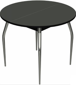 Круглый кухонный стол Ривьера исп. круг хром №5 (стекло черное/черный) в Миассе