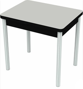 Стол раздвижной Бари хром №6 (стекло белое/черный) в Миассе
