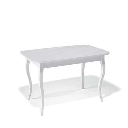 Обеденный раздвижной стол Kenner 1200C (Белый/Стекло белое сатин) в Миассе - изображение