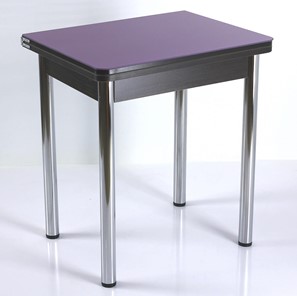 Стеклянный стол СПА-02 СТ2, венге ЛДСП/стекло фиолетовый/39 прямые трубки хром в Челябинске