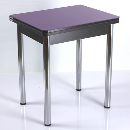 Кухонный пристенный стол СПА-02 СТ2, венге ЛДСП/стекло фиолетовый/39 прямые трубки хром в Челябинске - изображение
