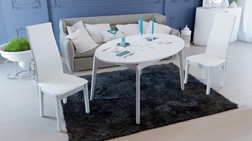 Овальный обеденный стол Марсель (СМ(Б)-102.01.12(1)), цвет  Белый/Стекло белое глянец в Магнитогорске