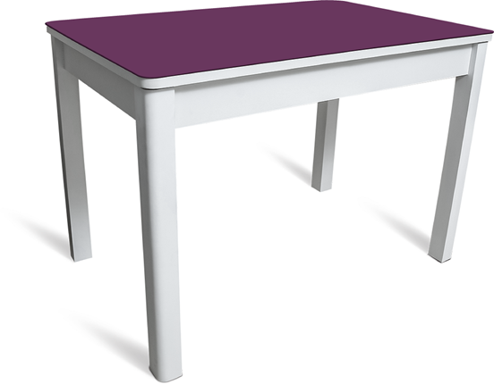 Стол Айсберг-05 СТ2, белое ЛДСП/фиолетовое стекло/40 массив белый в Миассе - изображение