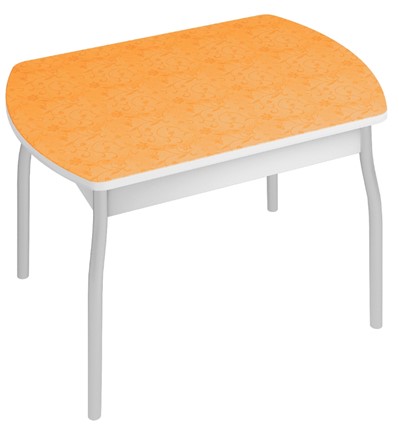 Стол кухонный Орфей-6, Оранжевые цветы в Миассе - изображение