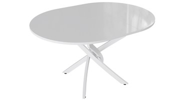 Кухонный раздвижной стол Diamond тип 3 (Белый муар/Белый глянец) в Магнитогорске - предосмотр 1
