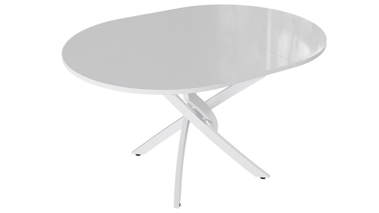 Кухонный раздвижной стол Diamond тип 3 (Белый муар/Белый глянец) в Челябинске - изображение 1