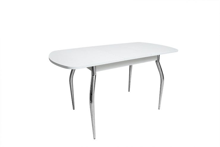 Кухонный стол раздвижной ПГ-01СТ белое/белое/крашенные фигурные в Копейске - изображение 1
