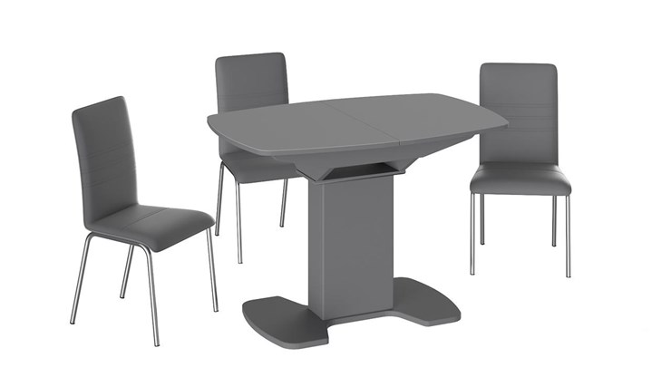 Обеденный раздвижной стол Портофино (СМ(ТД)-105.01.11(1)), цвет Серое/Стекло серое матовое LUX в Магнитогорске - изображение 2