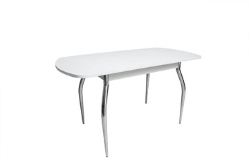 Кухонный стол раскладной ПГ-02СТ белое/белое/хром фигурные в Миассе - предосмотр 1