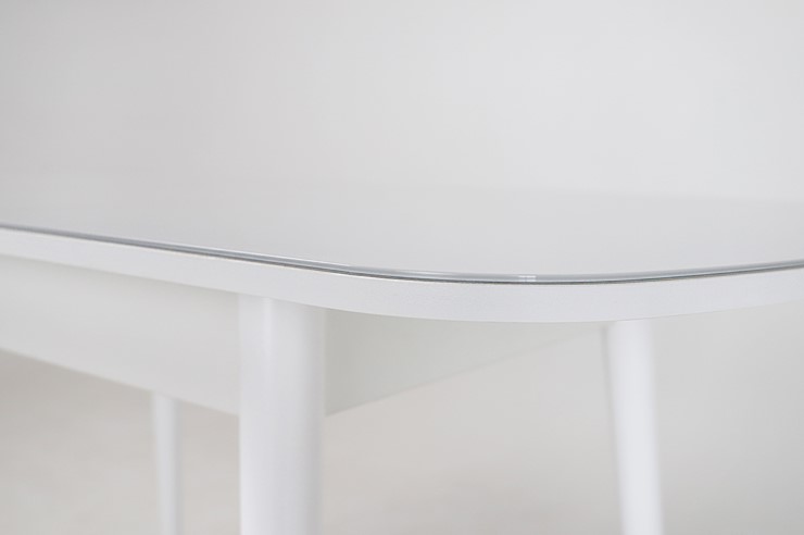 Кухонный раскладной стол Хоста, опоры массив цилиндрический, Белый в Копейске - изображение 2