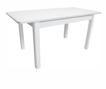 Кухонный стол раскладной Айсберг-02 СТ1, белое ЛДСП/стекло белое/прямые массив белый в Челябинске - предосмотр 1