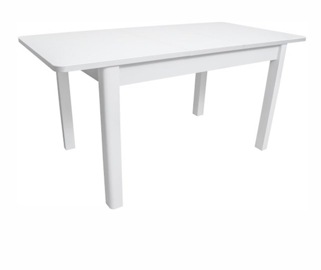 Кухонный стол раскладной Айсберг-02 СТ1, белое ЛДСП/стекло белое/прямые массив белый в Челябинске - изображение 1