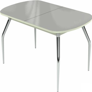 Обеденный раздвижной стол Ривьера мини хром №5 (стекло белое/белый) в Миассе