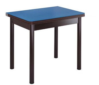 Кухонный пристенный стол СПА-02 СТ2, венге ЛДСП/стекло синие/38 прямые трубки крашеные коричневый в Челябинске