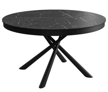Керамический обеденный стол DikLine KR120 мрамор черный Калаката/опоры черные в Миассе