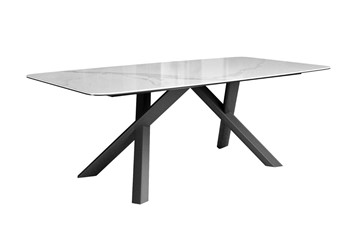 Керамический обеденный стол DikLine KS220 керамика Cloud (белый глянец C11)/опоры черные в Магнитогорске