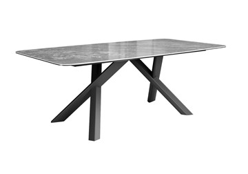 Керамический обеденный стол DikLine KS220 керамика Monsoon (серый глянец JA688) / опоры черные в Миассе