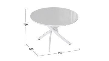 Стол кухонный Diamond тип 2 (Белый муар/Белый глянец) в Магнитогорске - предосмотр 1