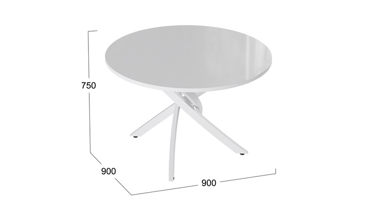 Стол кухонный Diamond тип 2 (Белый муар/Белый глянец) в Магнитогорске - изображение 1