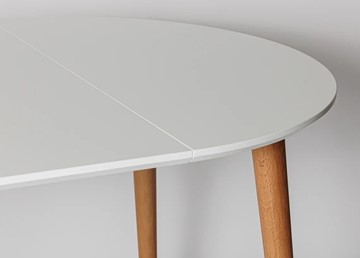 Обеденный круглый раздвижной стол Белая Эмаль д. 100 см МДФ ножки светлый орех в Миассе - предосмотр 15