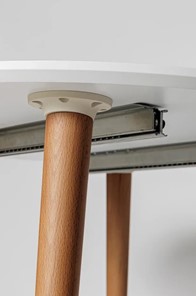 Обеденный круглый раздвижной стол Белая Эмаль д. 100 см МДФ ножки светлый орех в Миассе - предосмотр 18