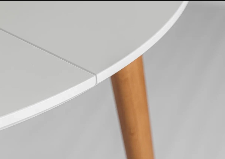 Обеденный круглый раздвижной стол Белая Эмаль д. 100 см МДФ ножки светлый орех в Копейске - изображение 19