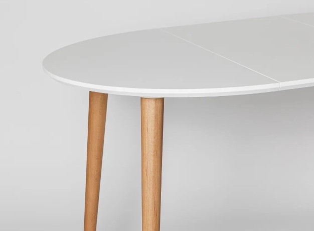 Обеденный круглый раздвижной стол Белая Эмаль д. 100 см МДФ ножки светлый орех в Копейске - изображение 10