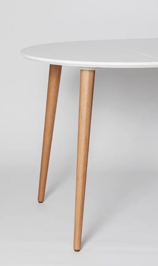 Обеденный круглый раздвижной стол Белая Эмаль д. 90 см МДФ ножки светлый орех в Копейске - изображение 11