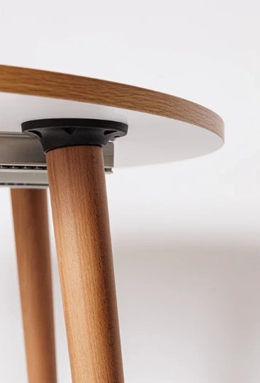 Кухонный раздвижной круглый стол Шпон Дуба 677 С д. 100 см МДФ в Миассе - изображение 4