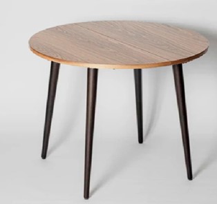 Кухонный раздвижной круглый стол Creo-line Шпон Ореха д. 100 см МДФ ножки темный орех в Копейске