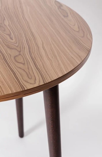 Кухонный раздвижной круглый стол Шпон Ореха д. 100 см МДФ ножки вишня в Миассе - изображение 1