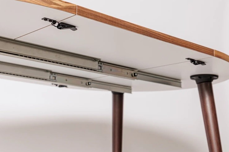 Обеденный круглый раздвижной стол Шпон Ореха д. 90 см МДФ ножки вишня в Копейске - изображение 18